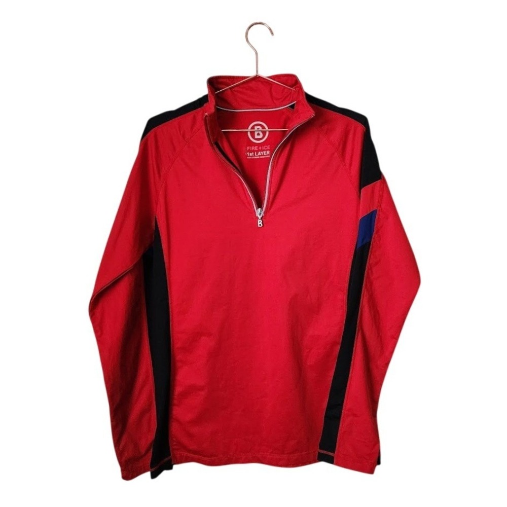 BOGNER 1st Layer 1/4 Zip Ski Pullover Red Black Midlayer hiking active ML